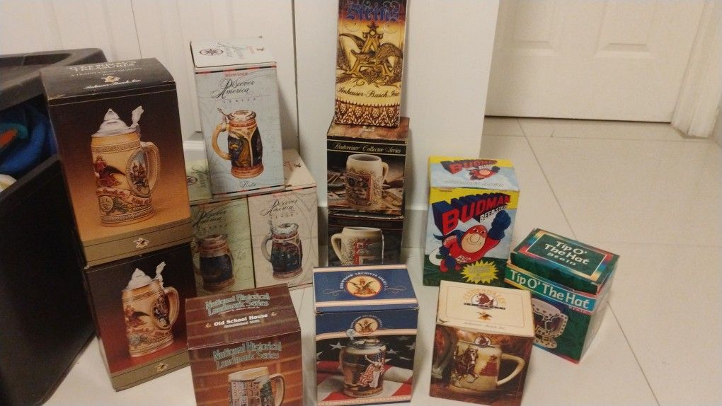 Antique Budweiser Beer Steins