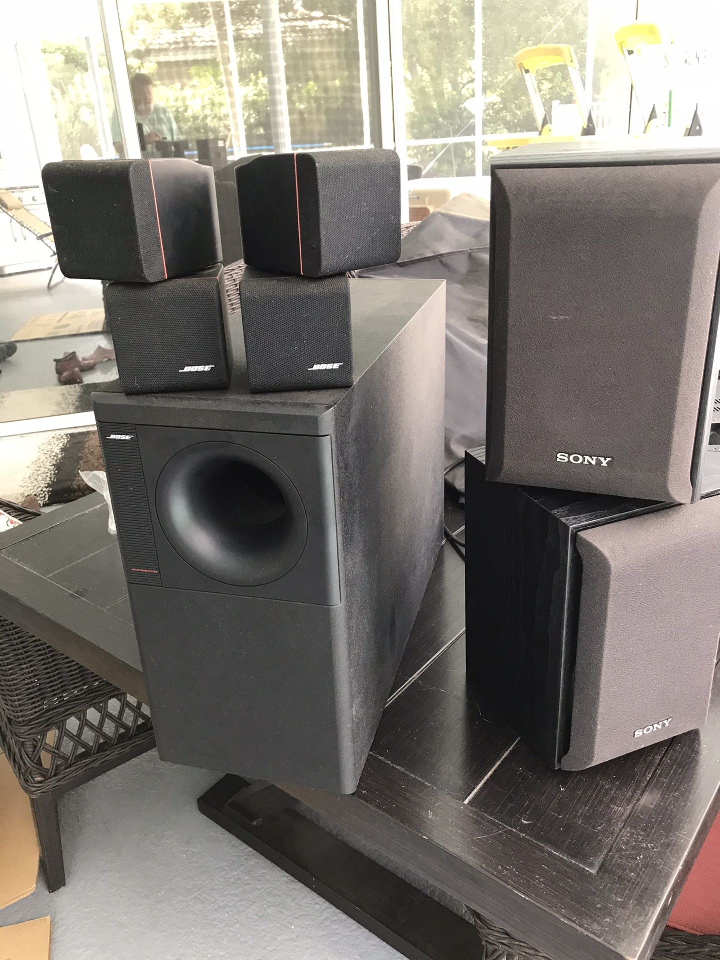 BOSE speaker system set, 2 Sony speakers, power amp