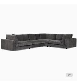 Dark Grey modern Fabric sectional sofa with Ottoman