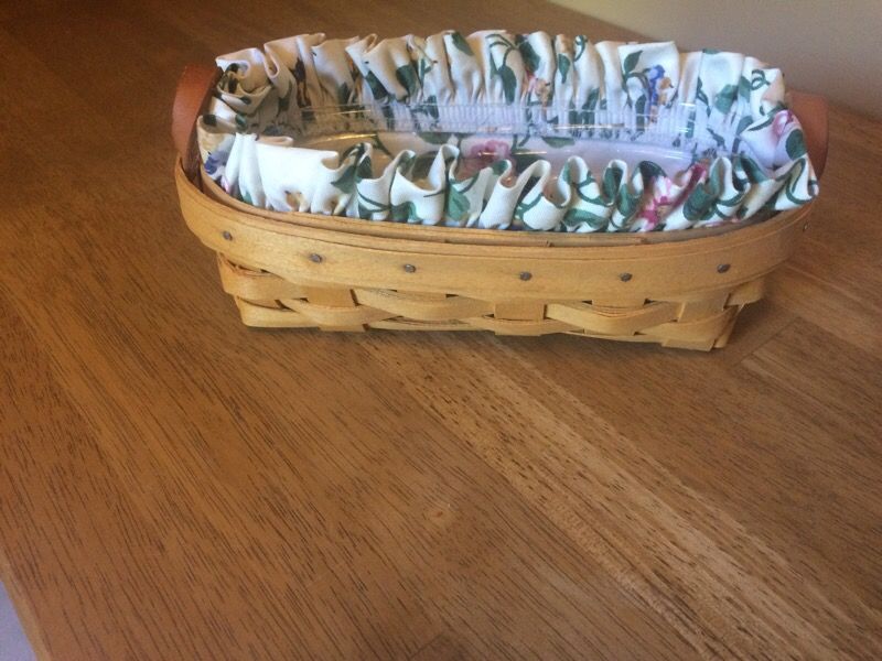 Longaberger Basket Small 1999 Cotton Floral Liner Plastic Liner