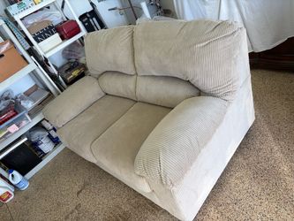 Oversized light Beige Corduroy Loveseat