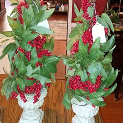Flower Decorative And Vase . Two 