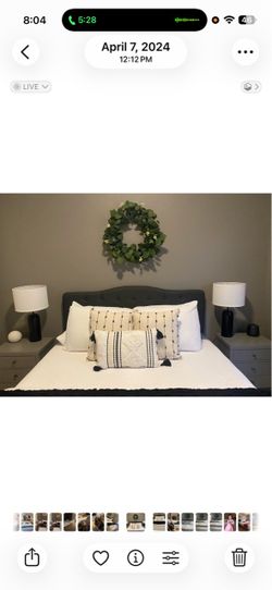 Padded platform queen size headboard-Gray (New)
