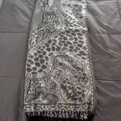 Black And Silver Animal Print Scarf/Shawl