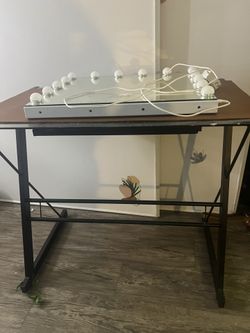 Desk, Lights And Makeup Organizer