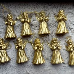 Vtg 1960s Mini Gold 9 Orchestral Angels w/Musical Instruments 