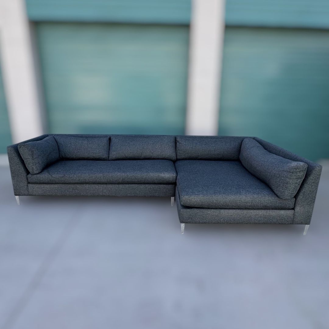 CB2 Gray Decker 2 Piece Sectional Sofa Couch - π DELIVERY AVAILABLE