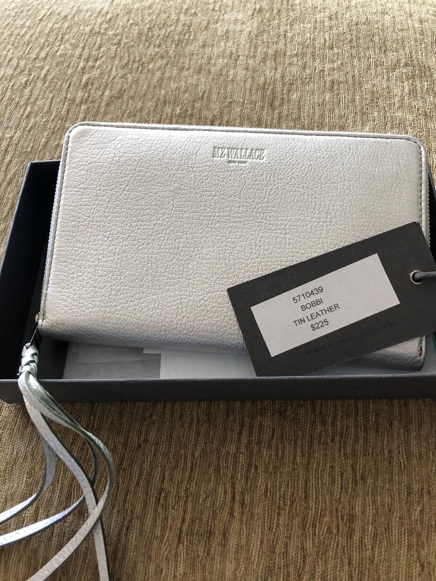 MZ Wallace Bobbi Silver Leather And Neon Pink Wallet