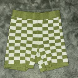 Green and White Knit Shorts