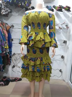 High quality African print stretch skirt and top - size 8 to 10