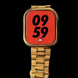 Apple Watch Series 10 Gold with metal link band