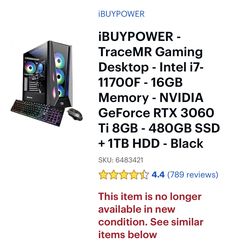 iBUYPOWER TraceMR Gaming Desktop — i7 / RTX 3060 Ti