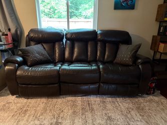 Brown Leather Couch and Love Seat
