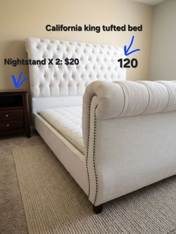 California King Tufted Upholstered Bed Frame