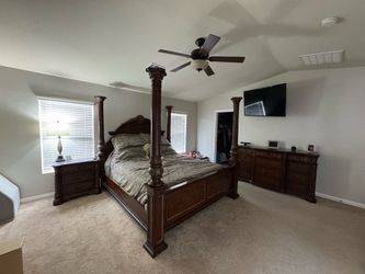 Dark Wood Four-Poster Bedroom Set
