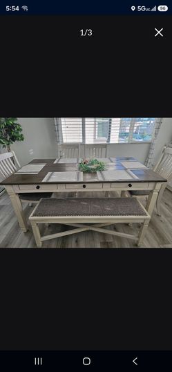 Bolanburg Dining Table and 4 Chairs and Bench
