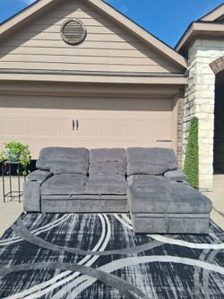 Gray Pullout Bed Sectional Couch- Free Delivery