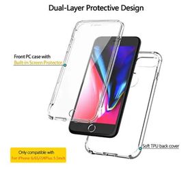 iPhone 6S/6/7 /8 Plus Clear Case,[Built in Screen Protector] Full Body Shockproof Dual Layer Protection,Clear