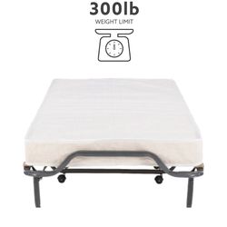 Linon Home Folding Bed Cot Memory Foam Luxor Folding Bed, Twin, Beige