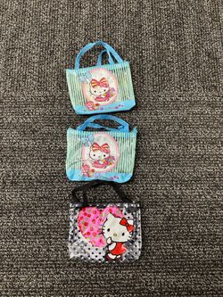 Set of 3 Hello Kitty Sanrio Zipper Pouch Clear Bag