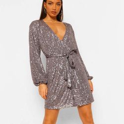 Belted Sequin Dress