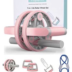 New Ab Roller Wheel Set, 7-in-1 Assemble Multi-Function Fitness Resistance Exerciser with Push-Up Bars, Resistance Bands, Core Workout Equipment for H