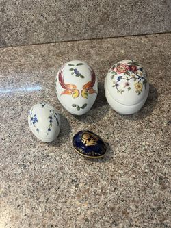 Vintage Limoges Egg Trinket Box Lot (4)