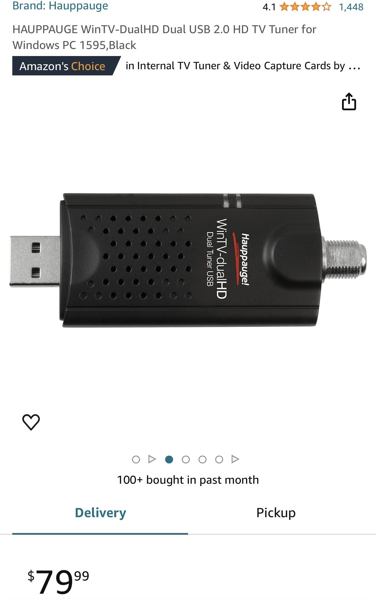 HAUPPAUGE WinTV DualHD Dual USB HD TV Tuner for Windows PC