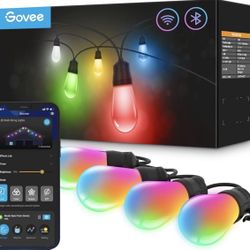 Govee Smart Outdoor String Lights H7021, RGBIC Warm White 96ft (2 Ropes of 48ft) LED Bulbs for Outdoor Decorations, WiFi Patio Lights Work with Alexa,