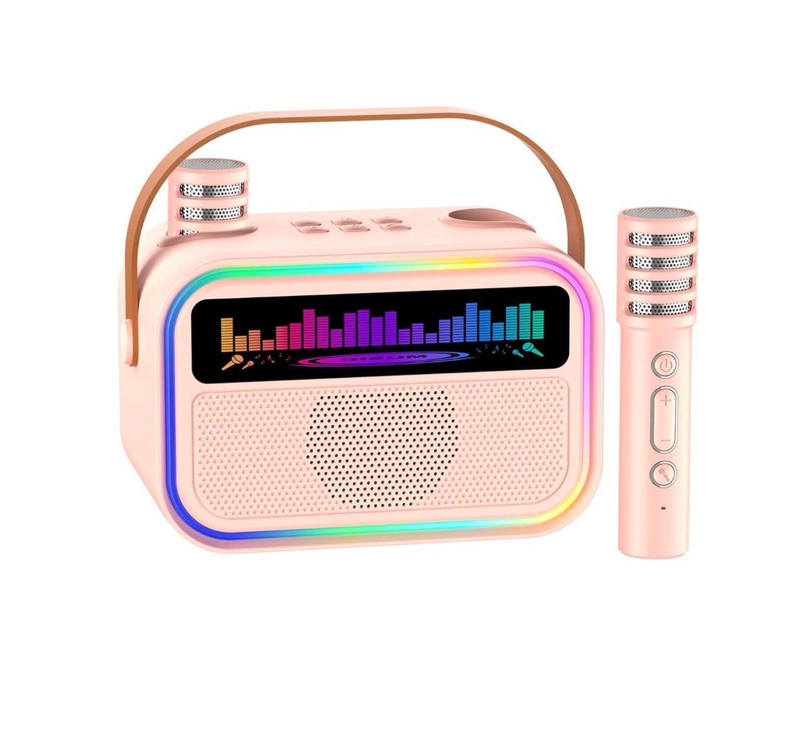 new Kids Karaoke Machine for Girls, Kids Toys Gifts for Age 3-12+, Portable Bluetooth Speaker with 2 Wireless Microphones, Toddler Singing Karaoke for