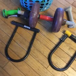 Many Items  For Exercise , One 8 Pounds  Weights , Two Bicycle Items and More