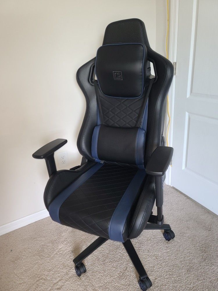 RS Gaming Davanti Vegan Leather High-Back Gaming Chair, Black/Blue