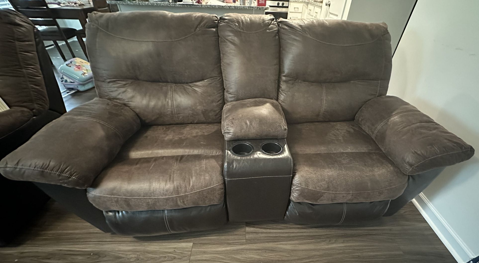 Follett Manual Reclining Loveseat With Console