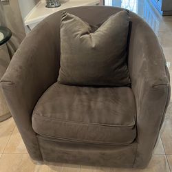Grey velvet swivel barrel seat