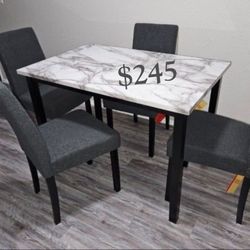 Cute! 5-Pc Dining Table Set With Wool Fabric Upholstery 