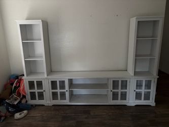 White Entertainment Center with Tower Shelves