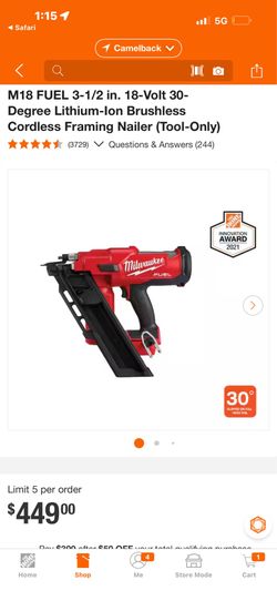 Milwaukee 30 degree framing nail gun