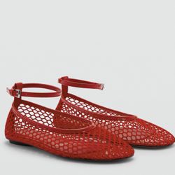 Red mesh ballerina flats US Women Size 9.5