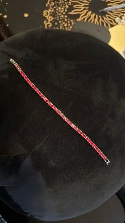 Red Stone Silver Tennis Bracelet