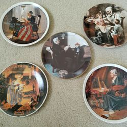 5 Norman Rockwell Decorative Plates 