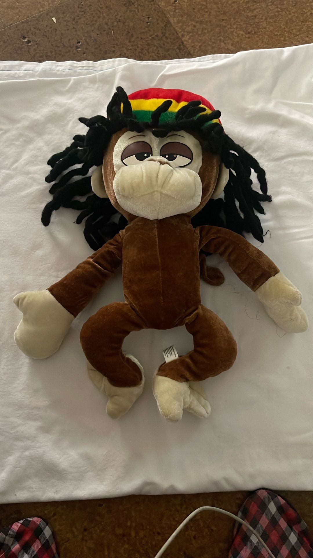 REGGAE RASTA JAMAICAN MONKEY PLUSH STUFFED ANIMAL TOY 20"