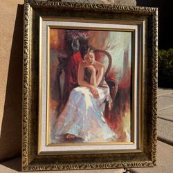 Stunning Painting of Girl, Detailed Gold Frame