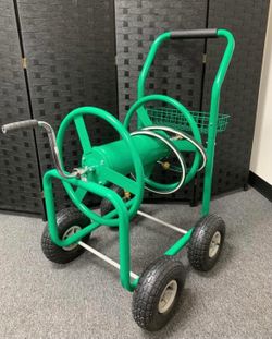 Heavy Duty 4-Wheel Garden Hose Reel Cart - 300 Ft Capacity