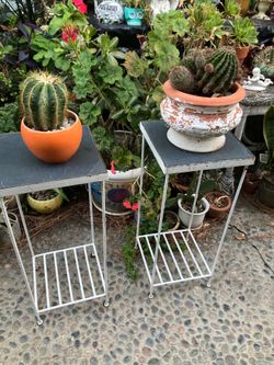 2 side table iron with tile on top