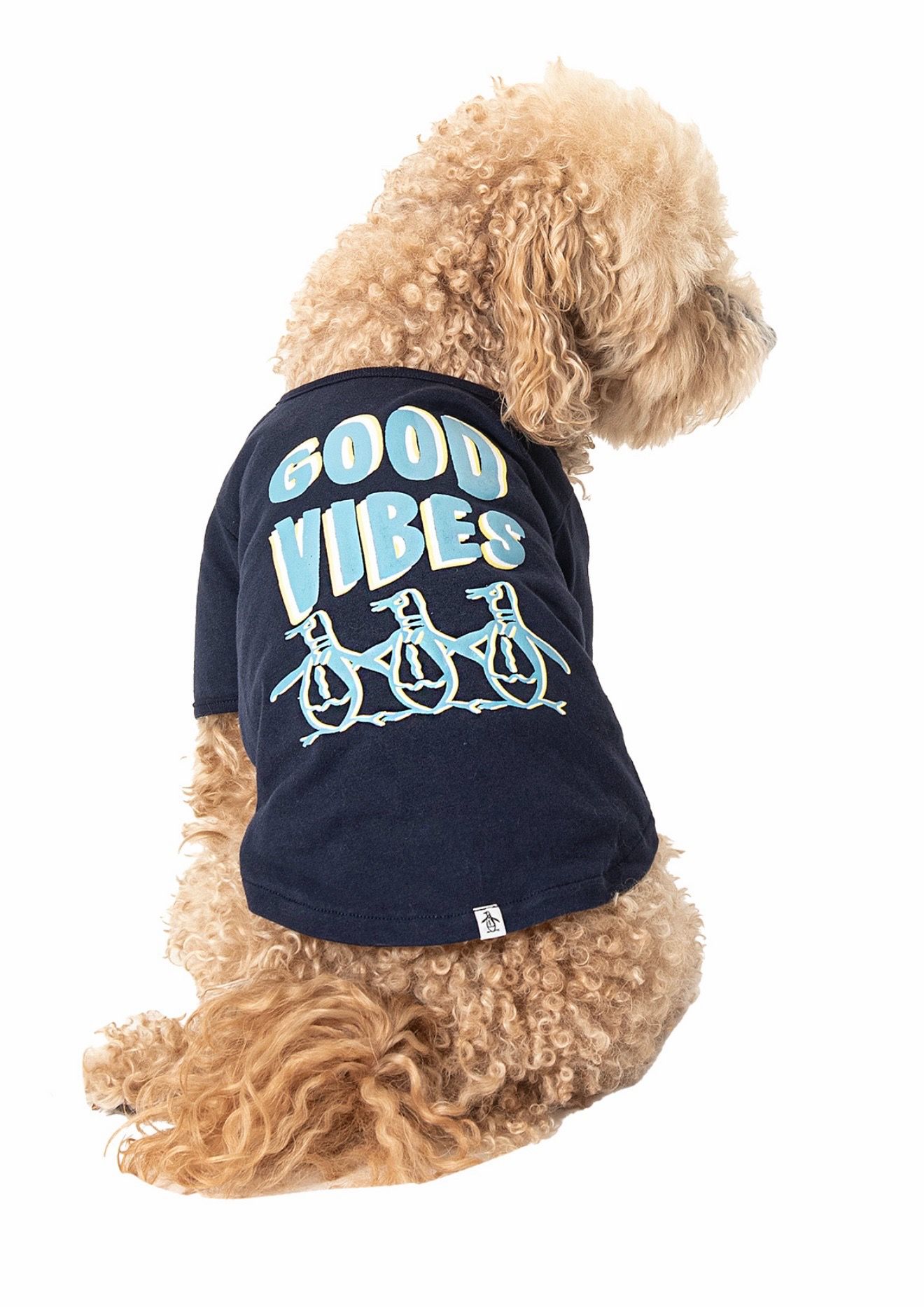 Dog T-Shirt Good Vibes Navy Blue Size L