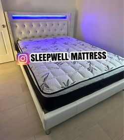 New Queen bed frame with mattress