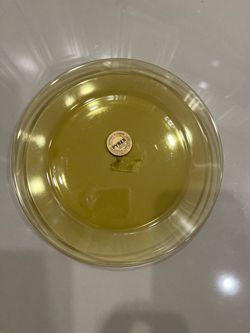 5 Pyrex Green yellow Glass Round Plate