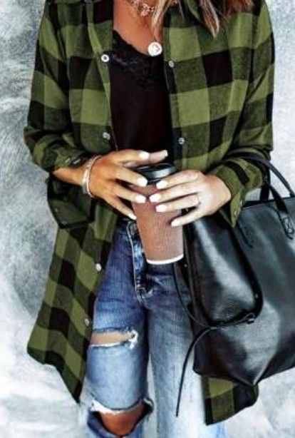 Army Green Button Flannel Shirt Unisex Men's Medium Women's Large