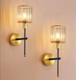 Wall Scones Set Gold Brass