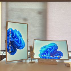 NWB TWO 27" white curved samsung dual monitors 